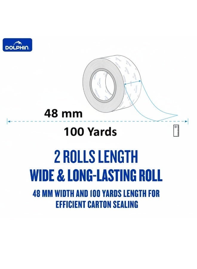دولفين شريط تغليف دولفين شفاف فائق الجودة 48 مم × 100 ياردة – لاصق قوي للتعبئة والتغليف والإغلاق والشحن - Image 4